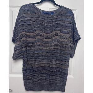 Architect Women's Short Sleeve Knit Sweater Blue Brown Size Large
